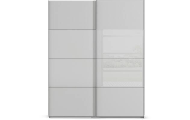 Goossens kledingkast finca combi glans mat glas grijs hoogwaardig meubelplaat - 8244437-{merk}-finca-combi-sts-grijs-schuifdeuren-01
